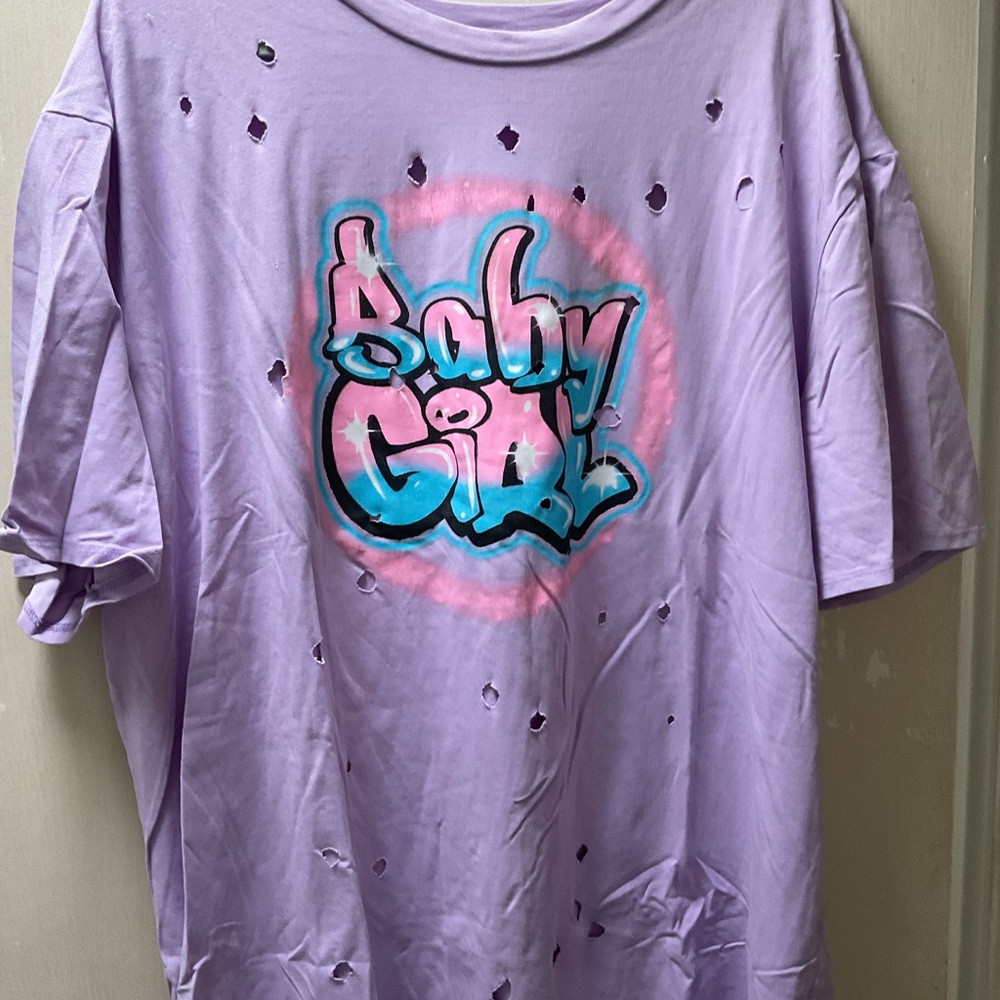 Baby Girl Plus Distressed Tee 2X